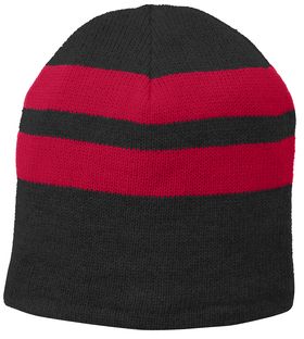 Port & Company® Adult Unisex 100% Acrylic Fleece-Lined Striped Acrylic Beanie Cap